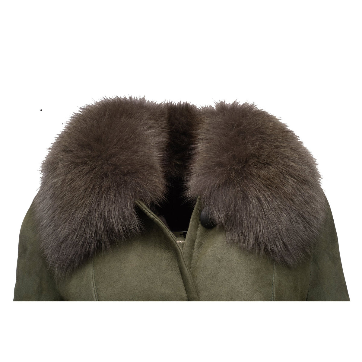 Caitlans Shearling Sheepskin Long Coat with Fox Fur Trim
