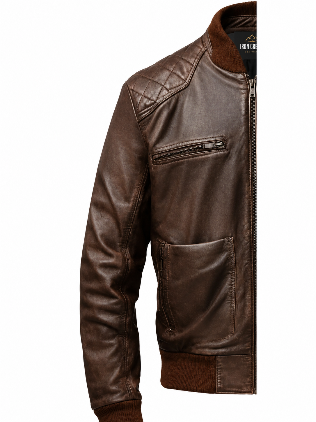Men’s Brown Leather Bomber Jacket