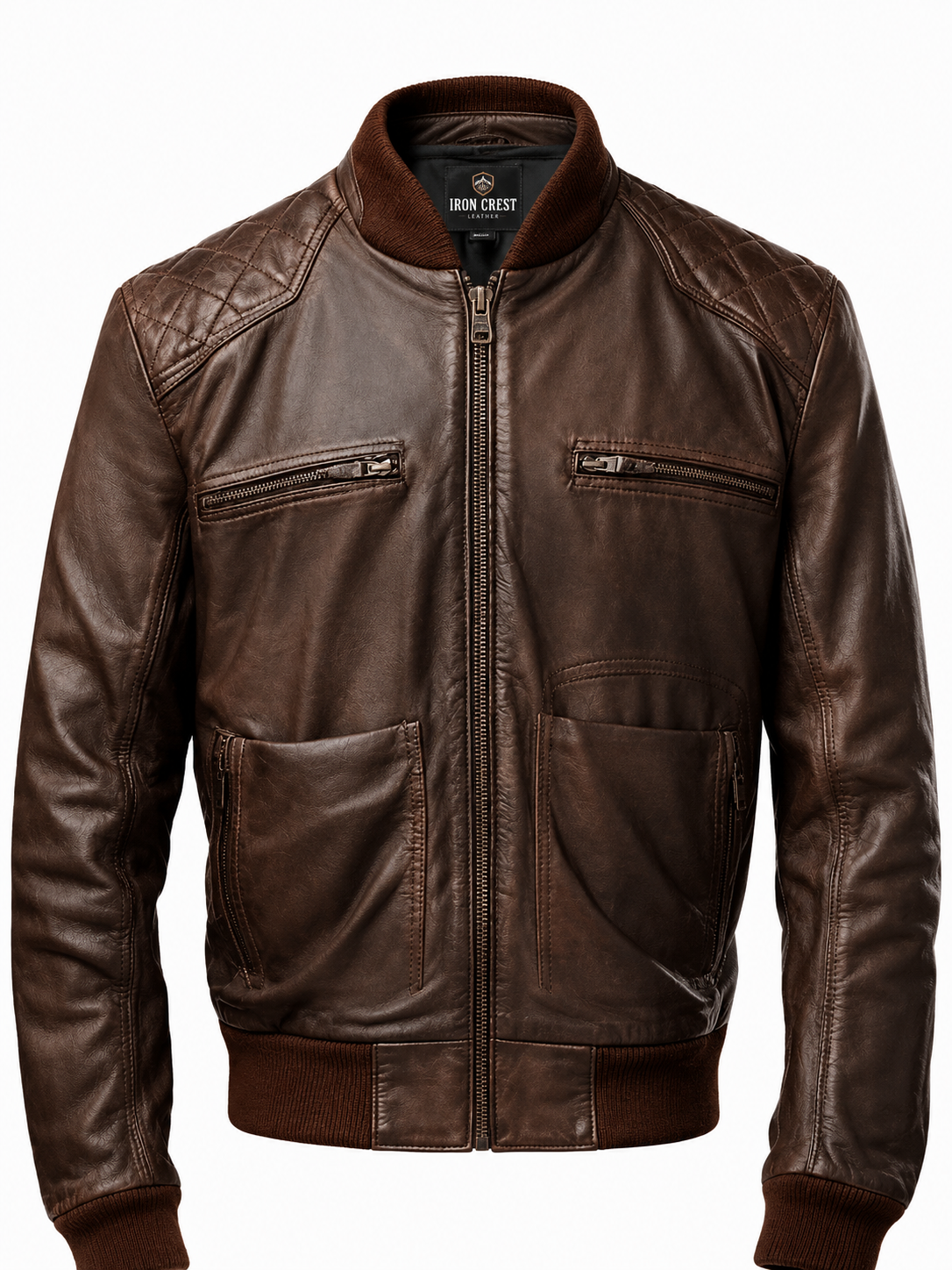 Men’s Brown Leather Bomber Jacket