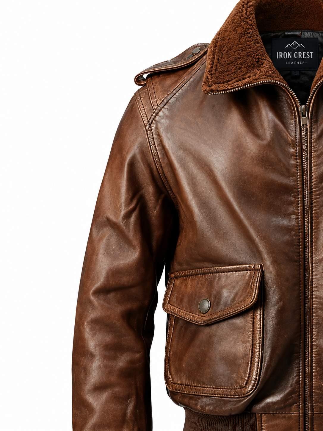 Brown Aviator Men’s Leather Bomber Distressed Jacket