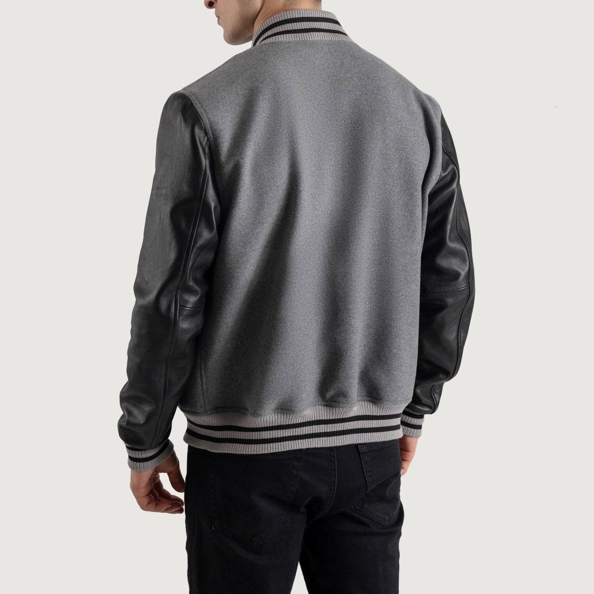 Gray and Black Varsity Letterman Jacket
