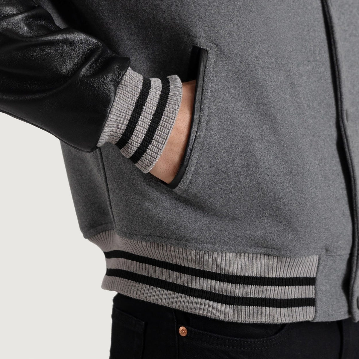 Gray and Black Varsity Letterman Jacket