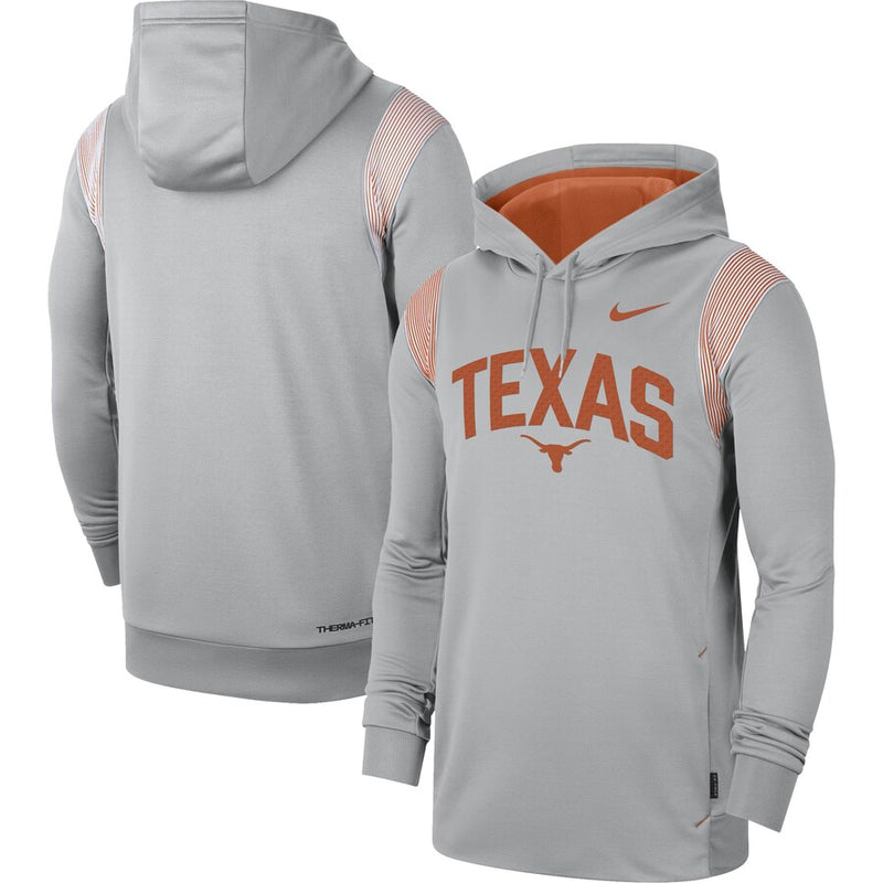 Gray hoodie with 'Texas' text and Nike logo on a white background