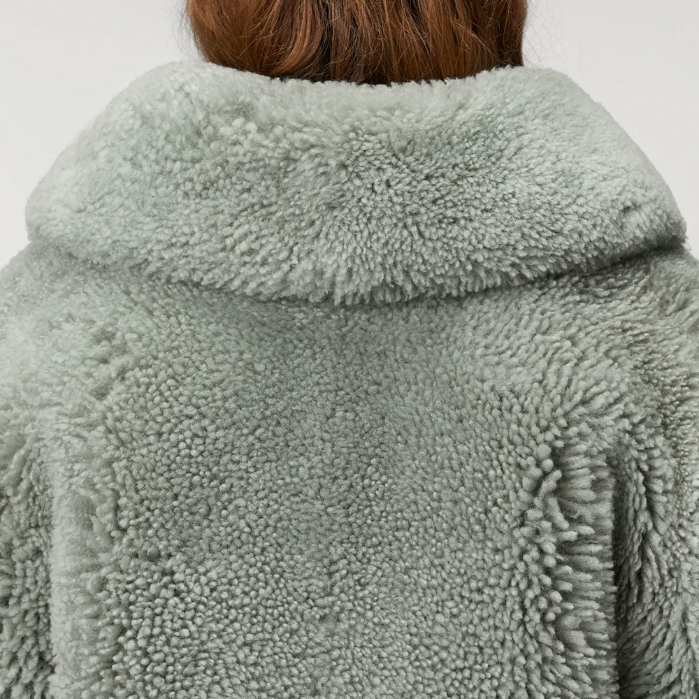 New Grey Womens Winter Shearling Short Fox Fur Jacket