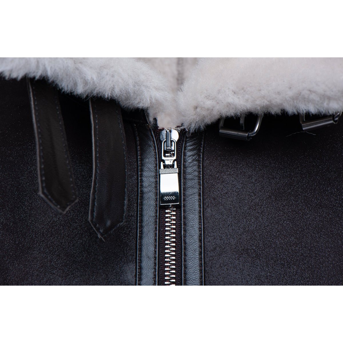 Hamptons Classic Brown Bomber Aviator Shearling Jacket with collar belt