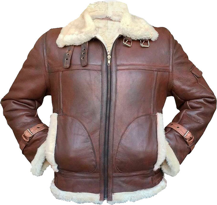 Handmade Mens Flying Leather Jacket With Fur