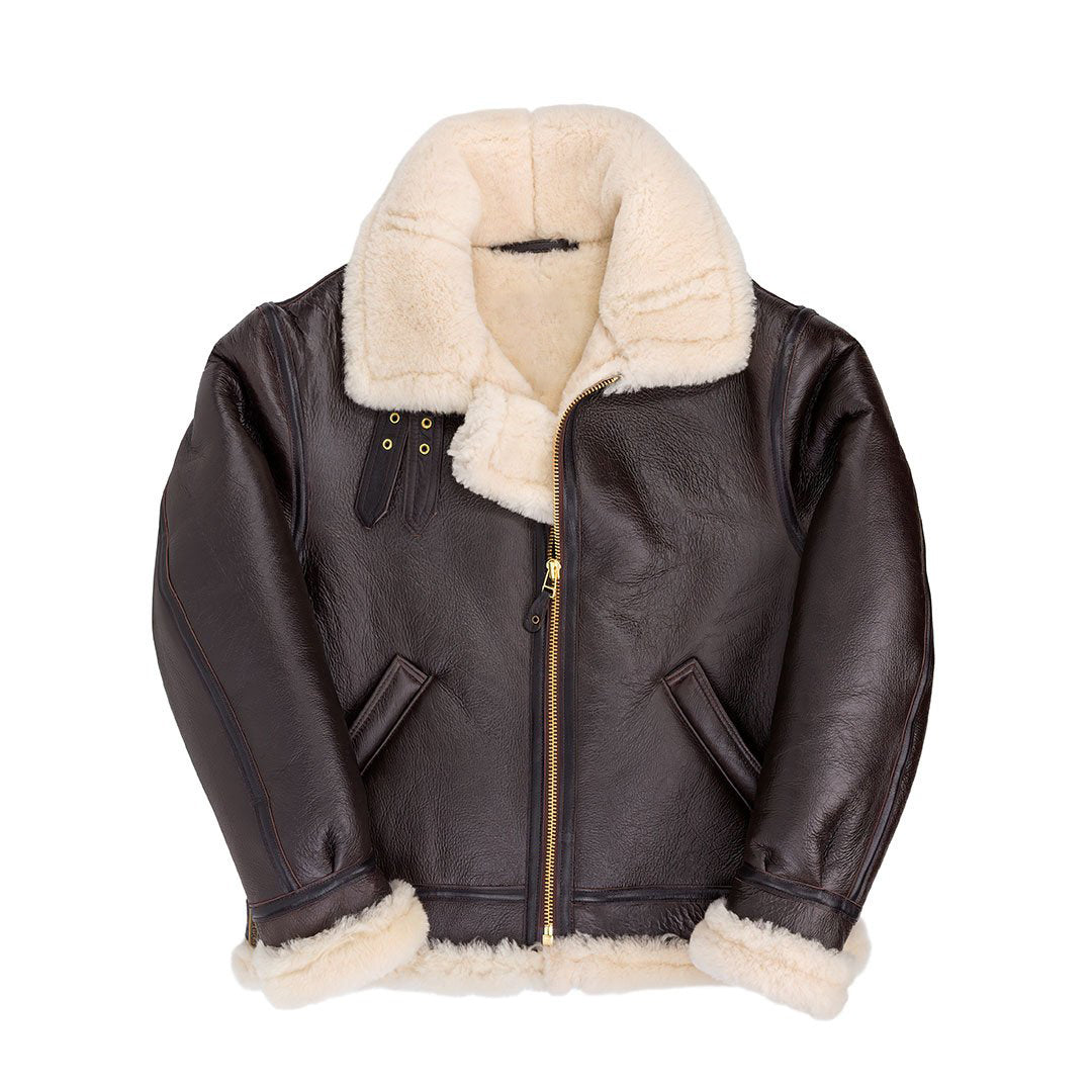 Mens Shearling B3 Fur Hoodie Style Bomber Coat