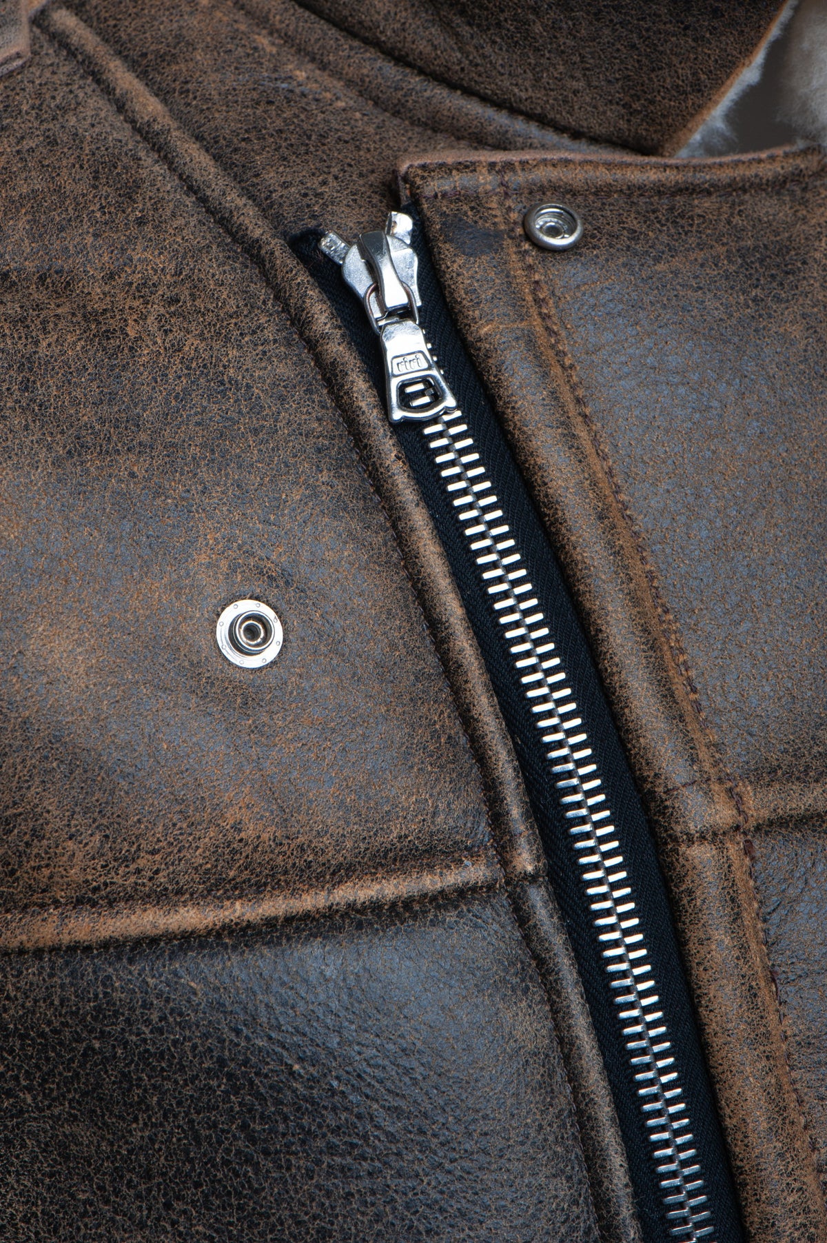 Carters Distressed Biker bomber shearling jacket with notch lapels