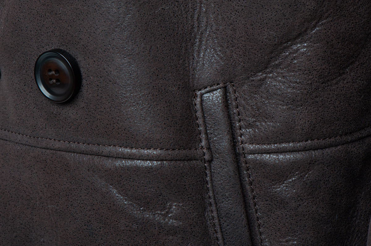 Jozefs 3/4 length brown shearling buttoned coat