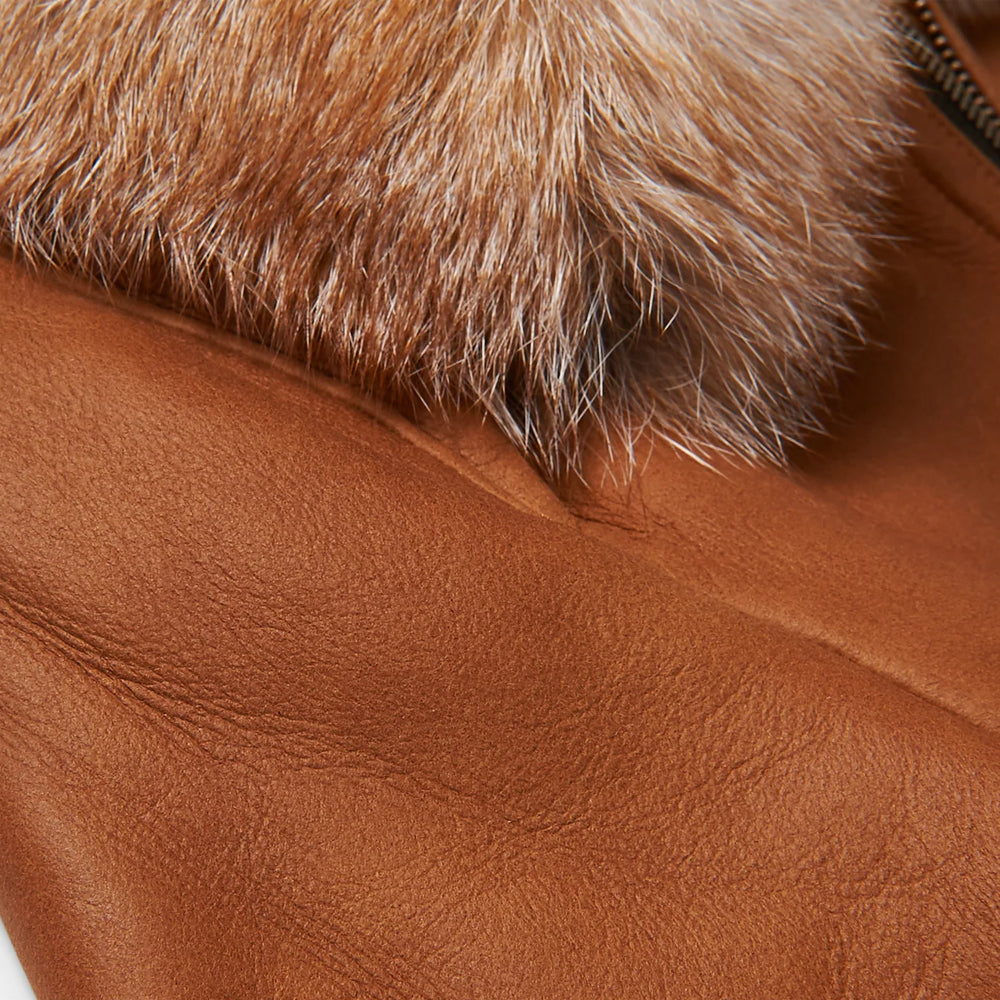 Mens B3 Brown Flying Aviator Shearling Bomber Jacket
