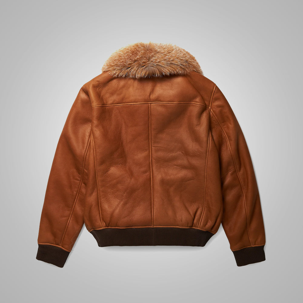 Mens B3 Brown Flying Aviator Shearling Bomber Jacket