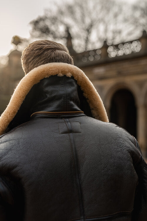 Mens B3 RAF Aviator Sheepskin Shearling Leather Jacket