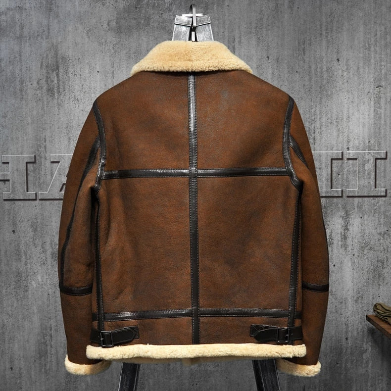 Mens B3 Shearling Dark Brown Leather Jacket