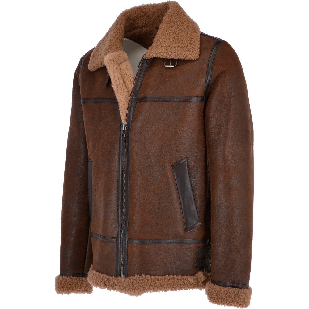 Mens B3 Aviator Sheepskin Shearling Bomber Leather Jacket