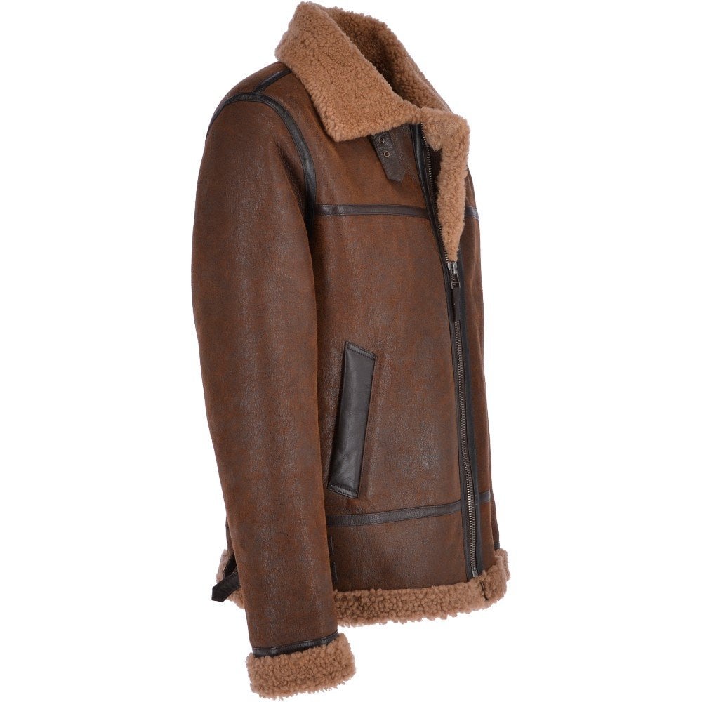 Mens B3 Aviator Sheepskin Shearling Bomber Leather Jacket