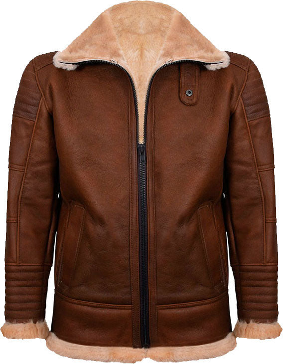 Mens Brown Nappa Leather Jacket With Fur
