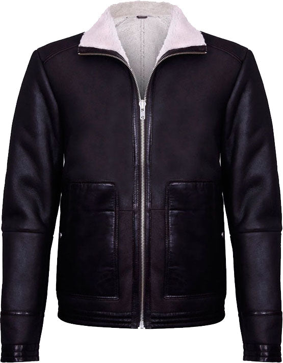 Mens Brown Soft Aviator Leather Jacket With Fur