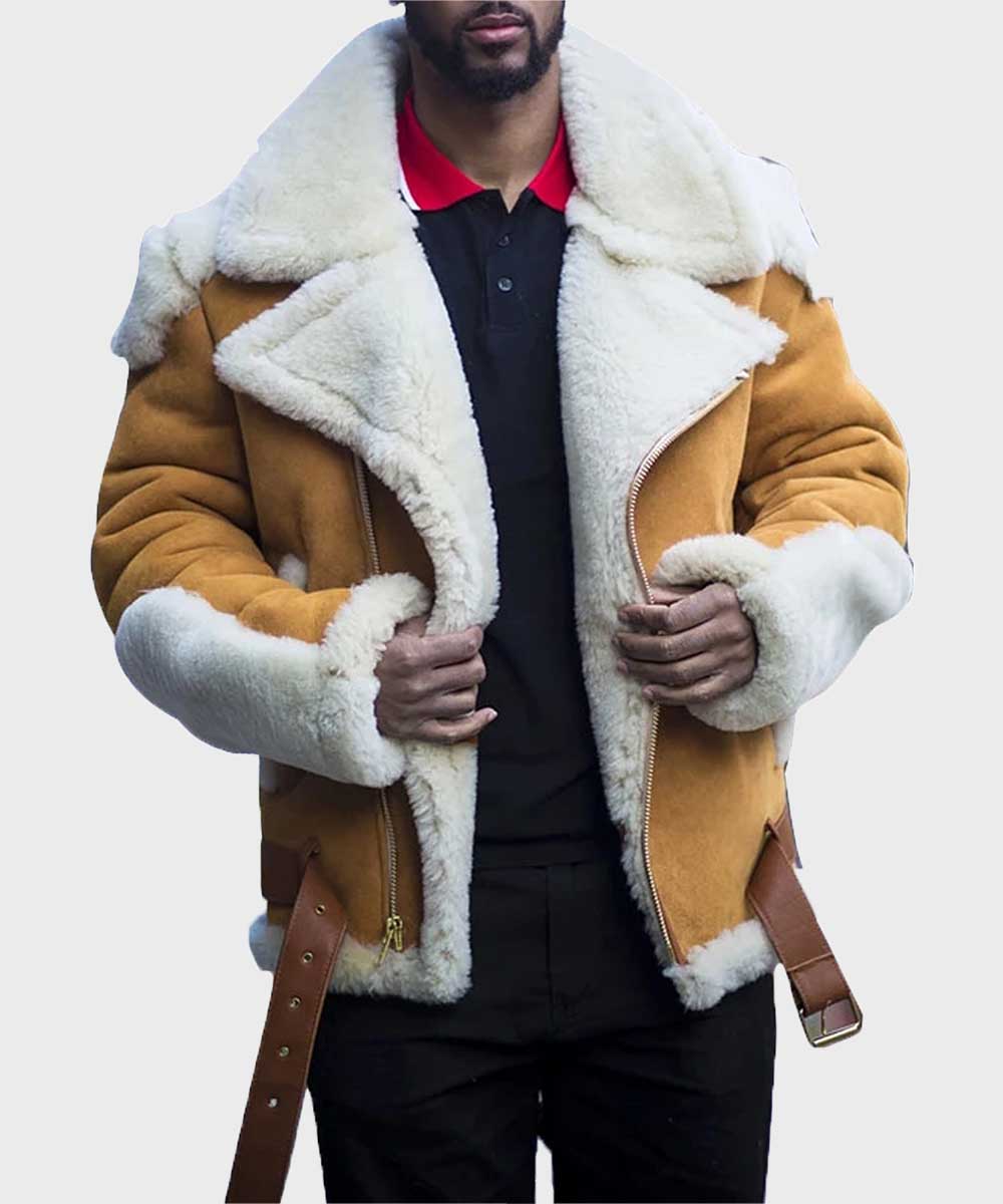 Mens Casual Sheepskin Shearling Jacket