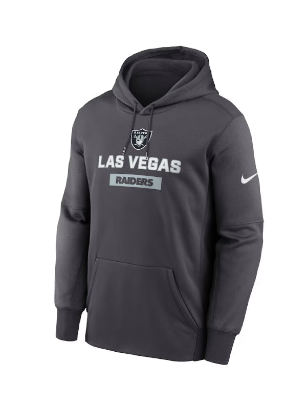Las Vegas Raiders Nike Anthracite Toss Sweep Performance Hoodie