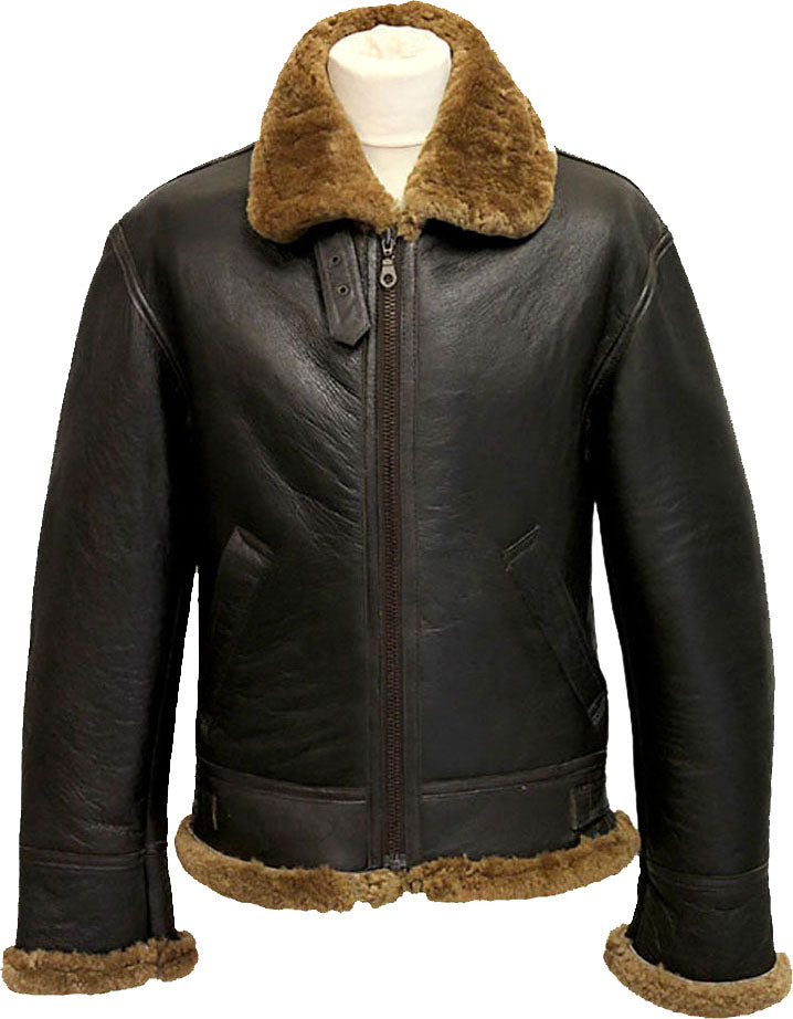 Mens Winter Aviator B3 Leather Jacket With Fur