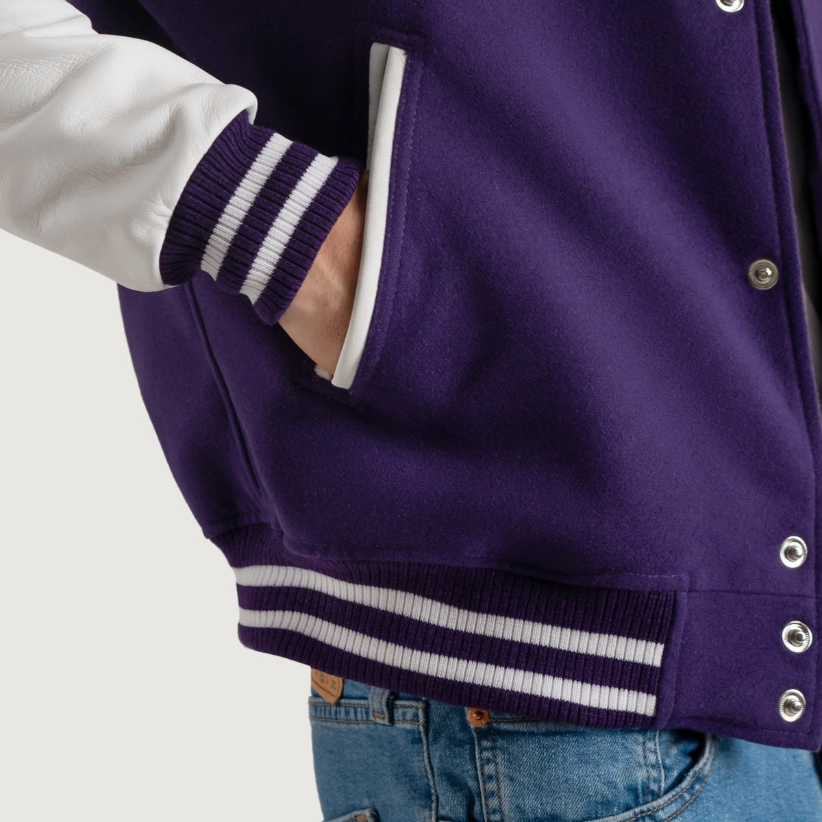 Purple and White Varsity Letterman Jacket