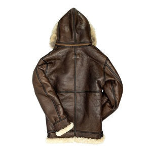 Mens Shearling B3 Fur Hoodie Style Bomber Coat