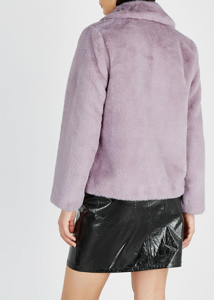 Womens Stand Lavender Fur Jacket