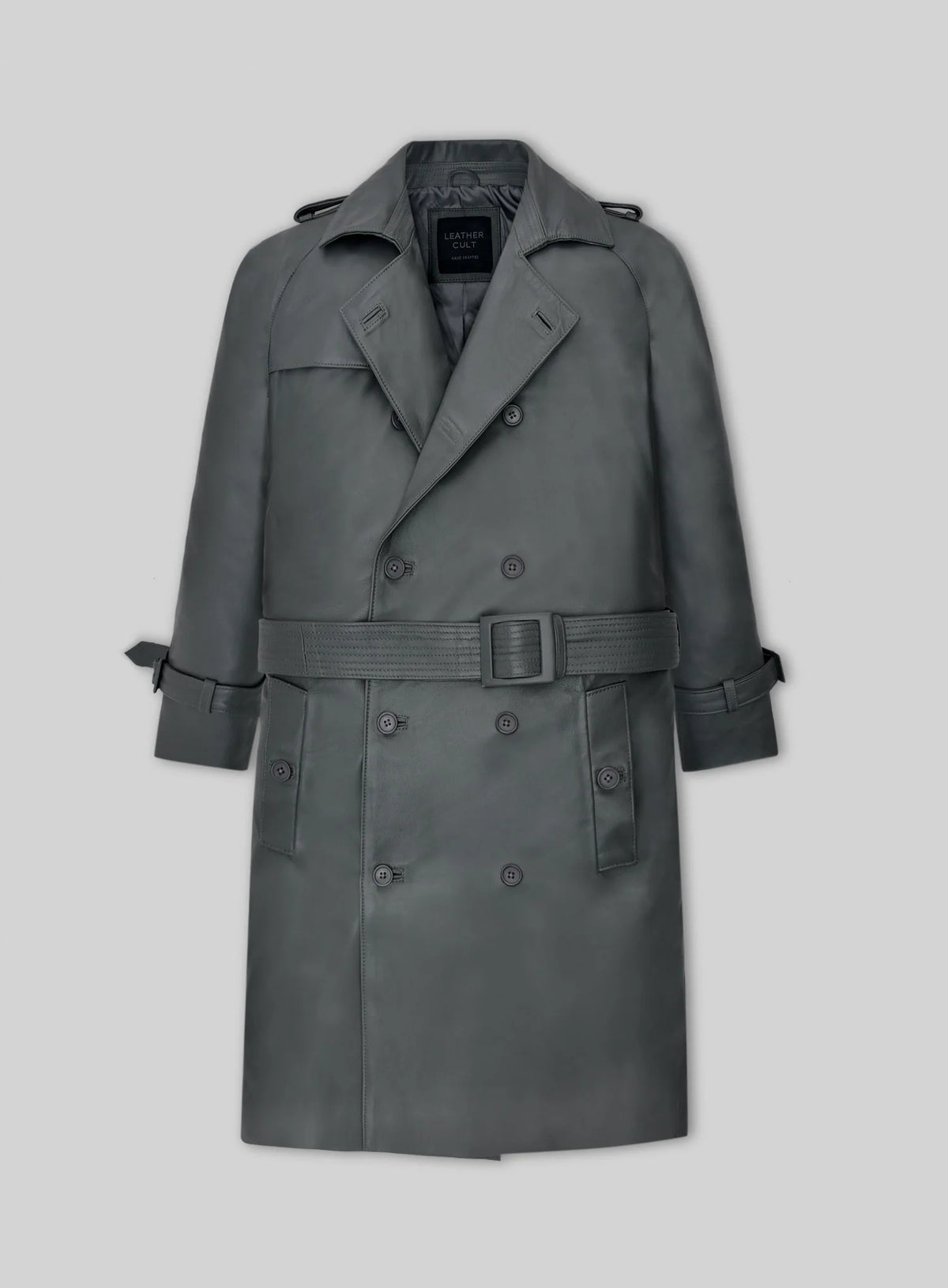 Gray Lambskin Dylan McDermott Trench Coat