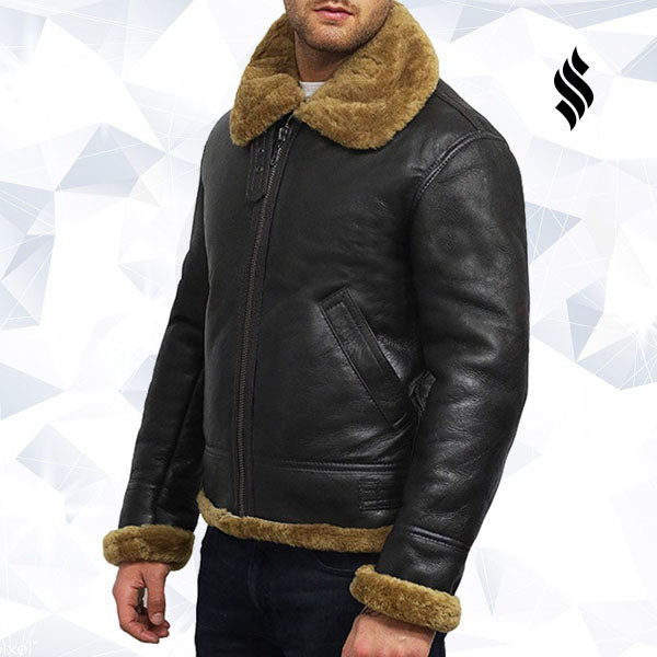Mens Aviator B3 World War2 Real Shearling Sheepskin Flying Jacket