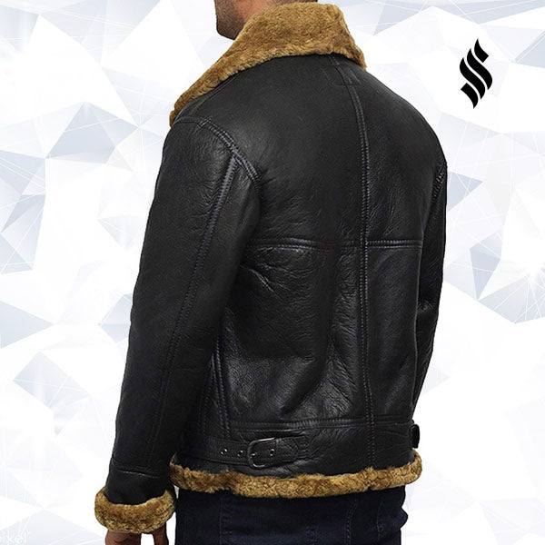 Mens Aviator B3 World War2 Real Shearling Sheepskin Flying Jacket