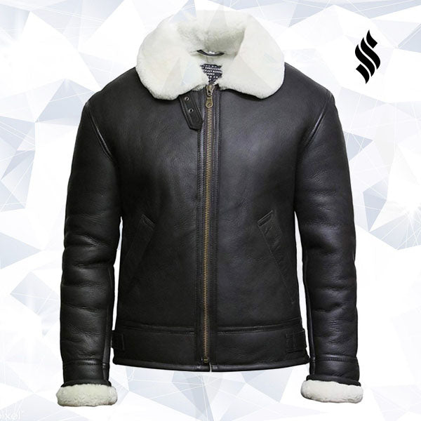 Mens Aviator RAF B3 shearling sheepskin Flying Bomber jacket
