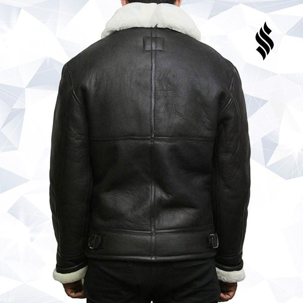 Mens Aviator RAF B3 shearling sheepskin Flying Bomber jacket