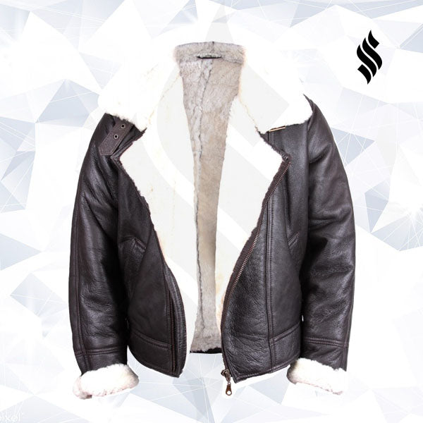 Mens B3 Aviator Shearling Sheepskin Leather Flying Jacket
