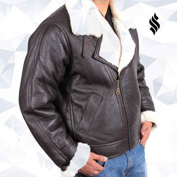 Mens B3 Aviator Shearling Sheepskin Leather Flying Jacket