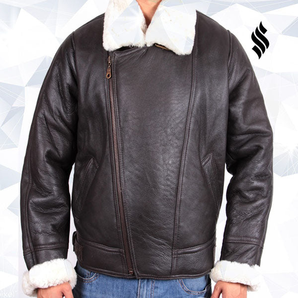 Mens B3 Aviator Shearling Sheepskin Leather Flying Jacket