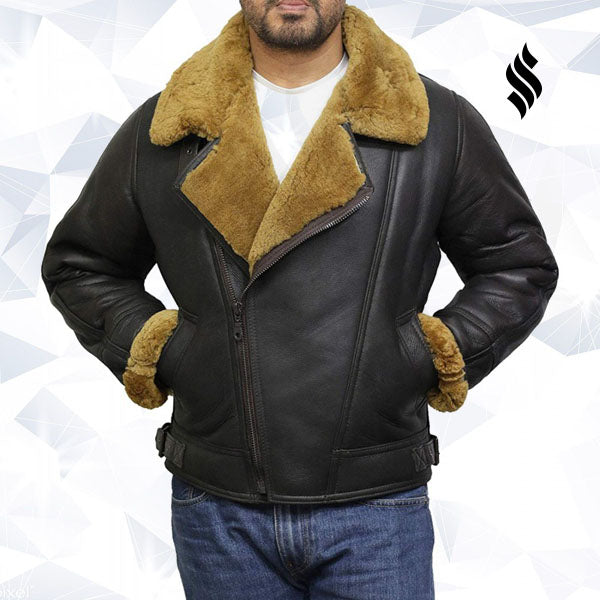 Mens Leather Shearling Sheepskin Jacket