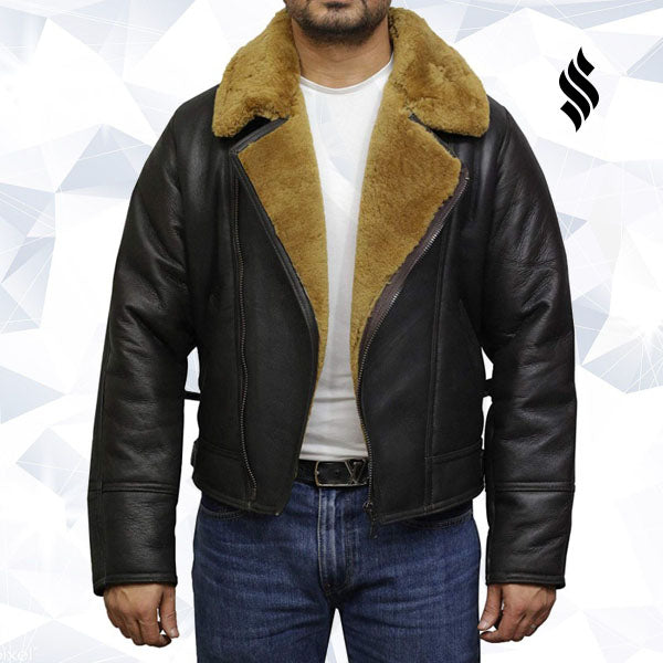 Mens Leather Shearling Sheepskin Jacket