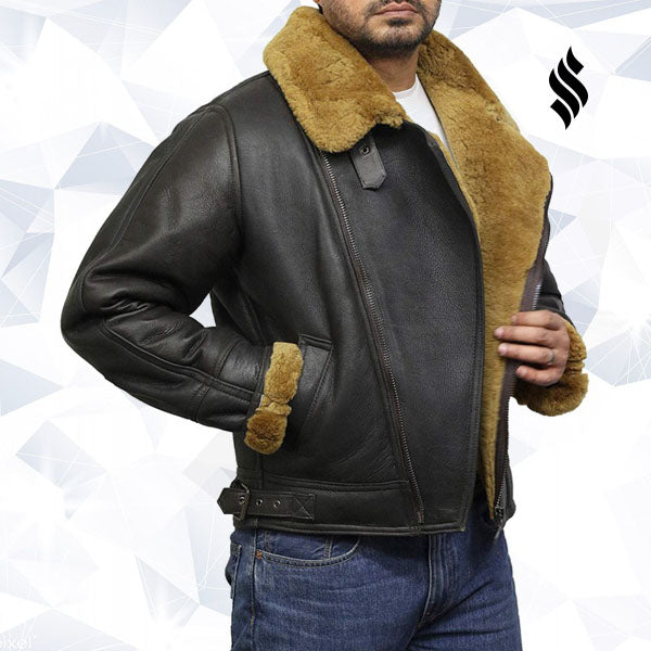 Mens Leather Shearling Sheepskin Jacket
