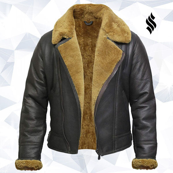 Mens Leather Shearling Sheepskin Jacket