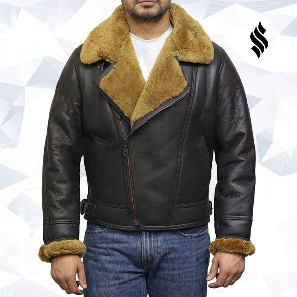 Mens Leather Shearling Sheepskin Jacket