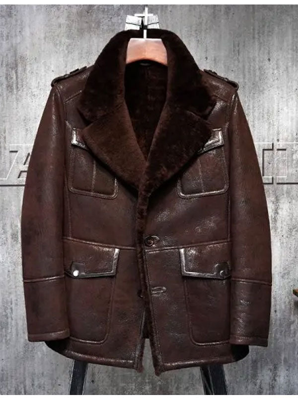 Mens B3 Pilot Aviator Sheepskin Leather Bomber Jacket