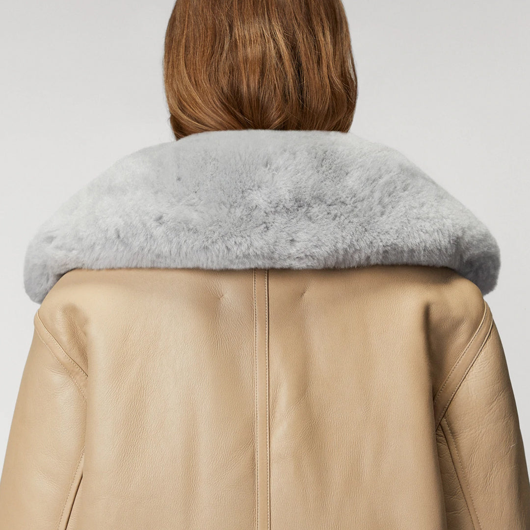 Womens Shearling Aviator Leather Jacket