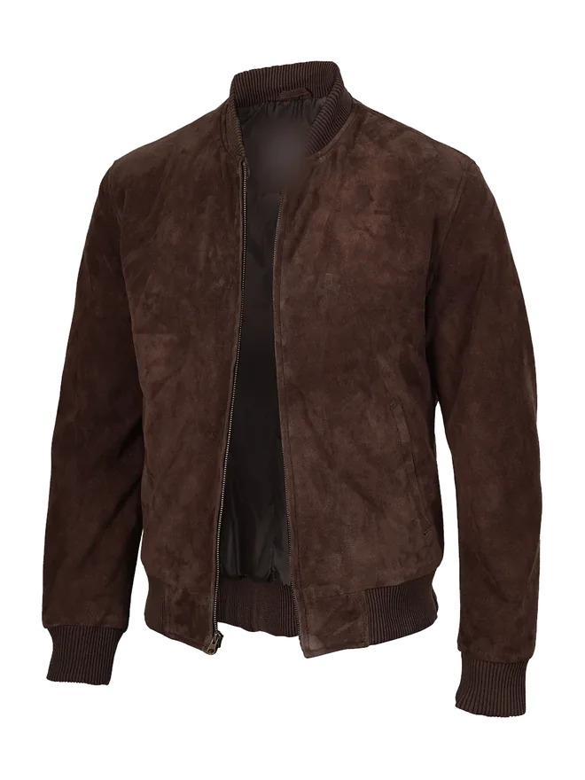 Brown suede bomber jacket